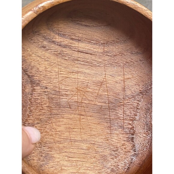 VTG Teak Wood Bowl 5.5” Handcrafted Round Thailand Mid Century Modern Decor - Picture 7 of 7